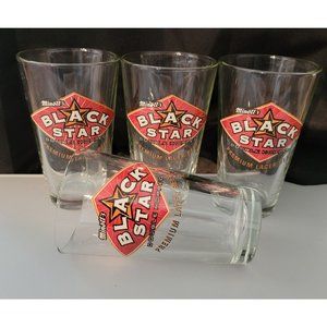 Minott's Black Star Lager Beer Glasses Set of 4 Barware Red Black Logo JJ1500